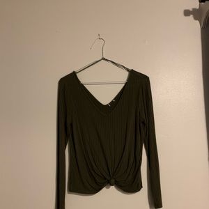 Cropped front knot long sleeve